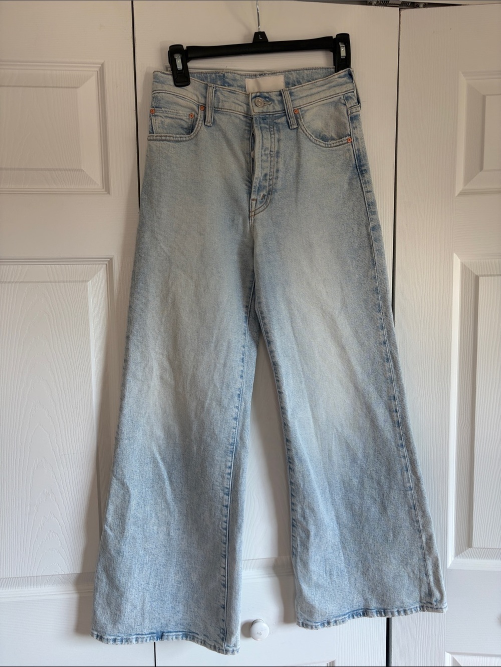 Mother Superior The Tomcat Roller Finale Light Wash Wide Leg High Rise Jeans 25